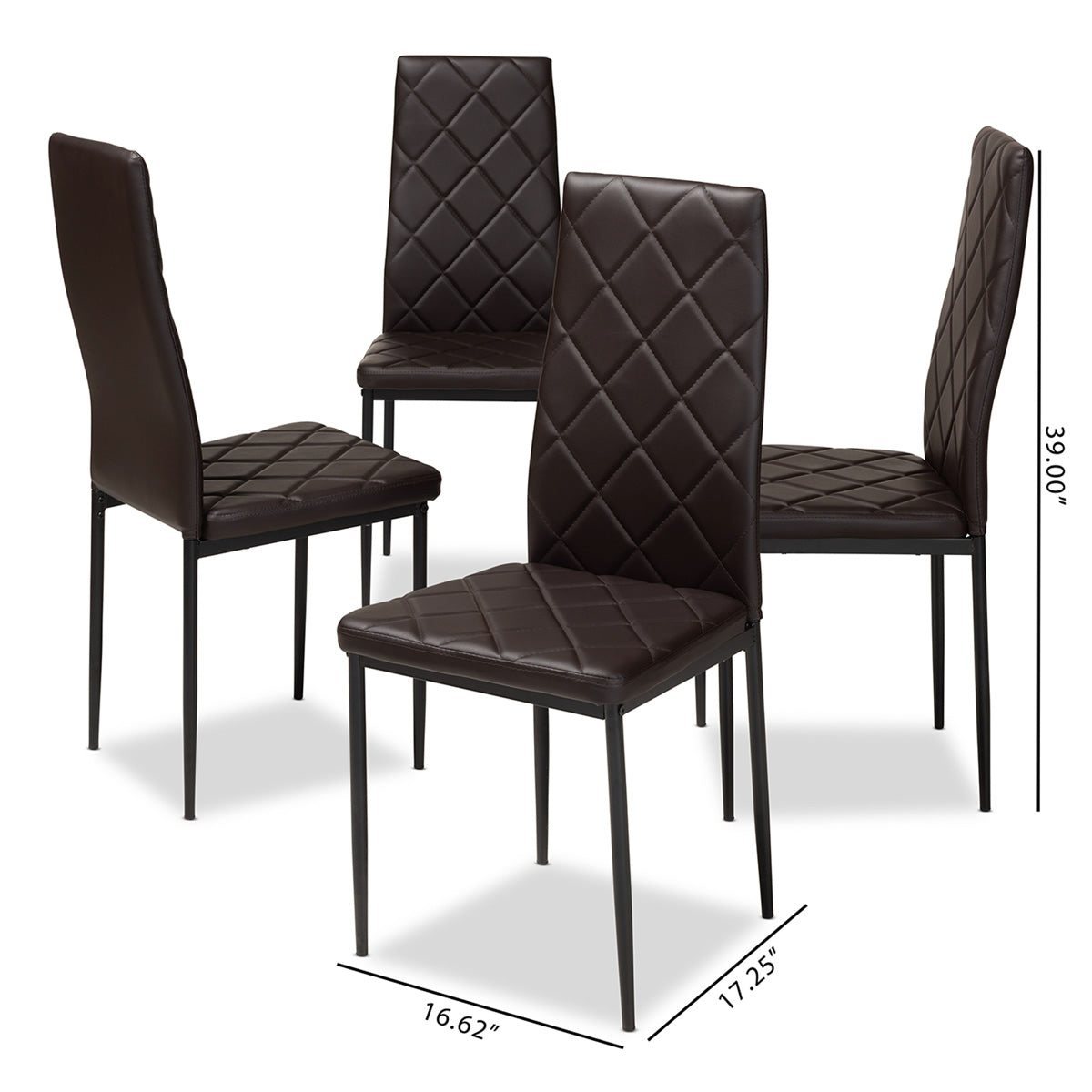 Baxton Studio Blaise Modern and Contemporary Brown Faux Leather Upholstered Dining Chair (Set of 4) Baxton Studio-dining chair-Minimal And Modern - 5