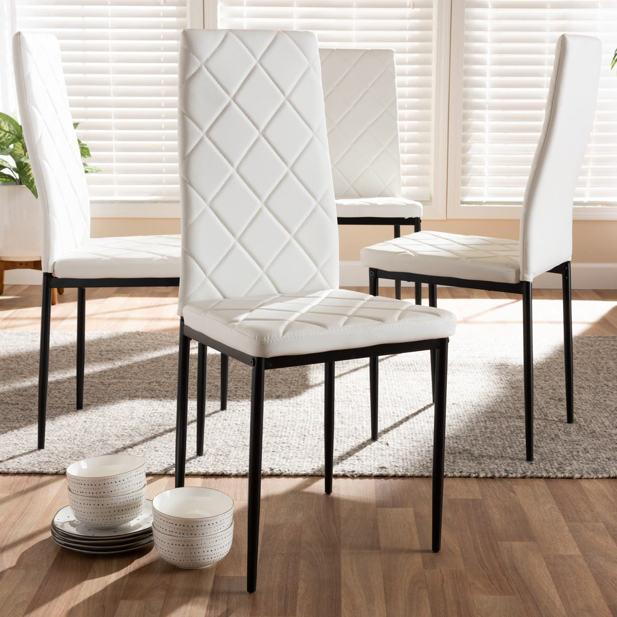 Baxton Studio Blaise Modern and Contemporary White Faux Leather Upholstered Dining Chair (Set of 4) Baxton Studio-dining chair-Minimal And Modern - 3