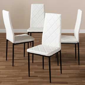 Baxton Studio Blaise Modern and Contemporary White Faux Leather Upholstered Dining Chair (Set of 4) Baxton Studio-dining chair-Minimal And Modern - 4