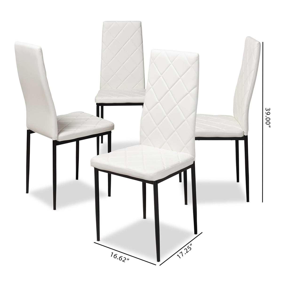 Baxton Studio Blaise Modern and Contemporary White Faux Leather Upholstered Dining Chair (Set of 4) Baxton Studio-dining chair-Minimal And Modern - 5