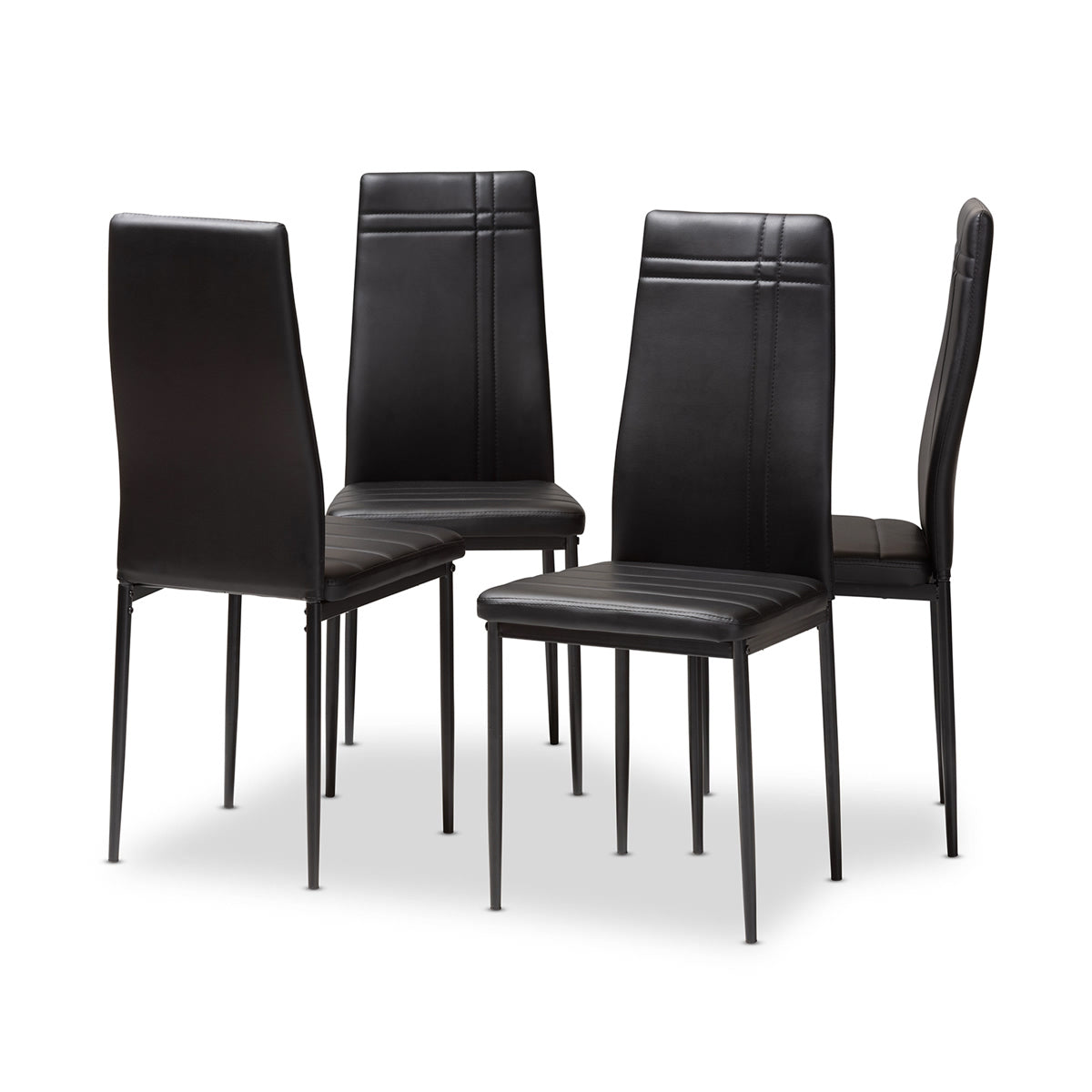 Baxton Studio Matiese Modern and Contemporary Black Faux Leather Upholstered Dining Chair (Set of 4) Baxton Studio-dining chair-Minimal And Modern - 1