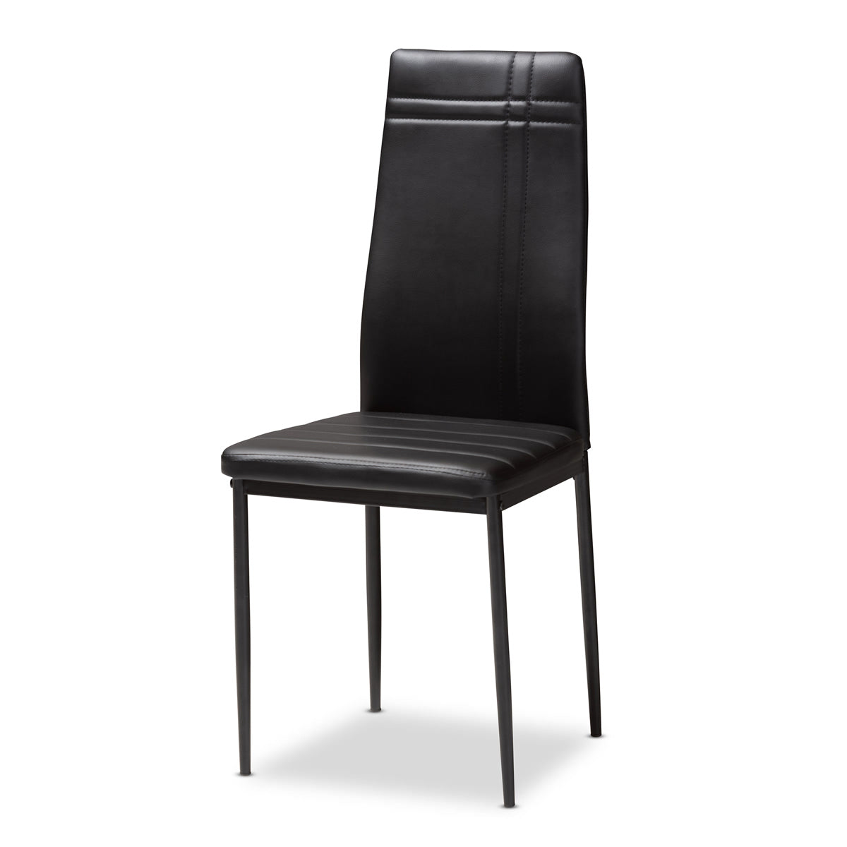 Baxton Studio Matiese Modern and Contemporary Black Faux Leather Upholstered Dining Chair (Set of 4) Baxton Studio-dining chair-Minimal And Modern - 2