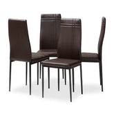 Baxton Studio Matiese Modern and Contemporary Brown Faux Leather Upholstered Dining Chair (Set of 4) Baxton Studio-dining chair-Minimal And Modern - 1