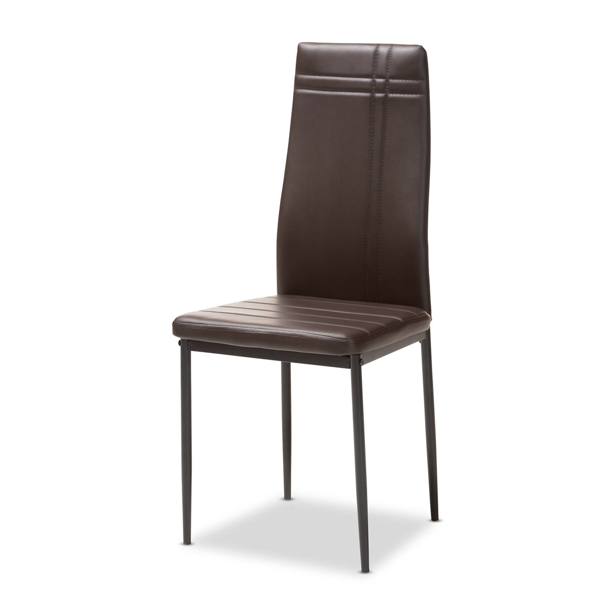 Baxton Studio Matiese Modern and Contemporary Brown Faux Leather Upholstered Dining Chair (Set of 4) Baxton Studio-dining chair-Minimal And Modern - 2