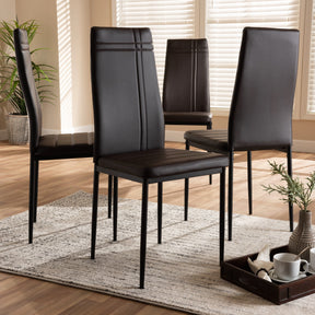 Baxton Studio Matiese Modern and Contemporary Brown Faux Leather Upholstered Dining Chair (Set of 4) Baxton Studio-dining chair-Minimal And Modern - 4