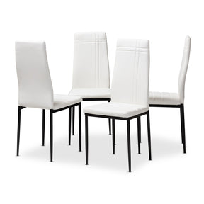 Baxton Studio Matiese Modern and Contemporary White Faux Leather Upholstered Dining Chair (Set of 4) Baxton Studio-dining chair-Minimal And Modern - 1