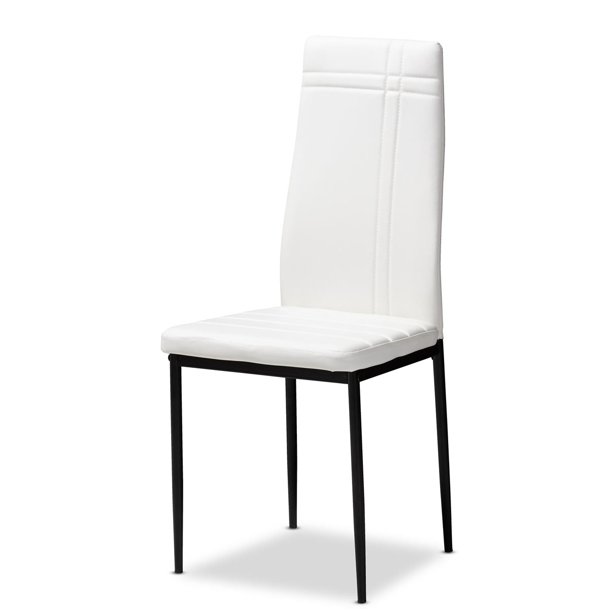 Baxton Studio Matiese Modern and Contemporary White Faux Leather Upholstered Dining Chair (Set of 4) Baxton Studio-dining chair-Minimal And Modern - 2