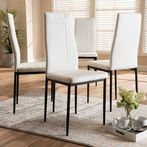 Baxton Studio Matiese Modern and Contemporary White Faux Leather Upholstered Dining Chair (Set of 4) Baxton Studio-dining chair-Minimal And Modern - 4