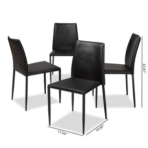 Baxton Studio Pascha Modern and Contemporary Black Faux Leather Upholstered Dining Chair (Set of 4) Baxton Studio-dining chair-Minimal And Modern - 5