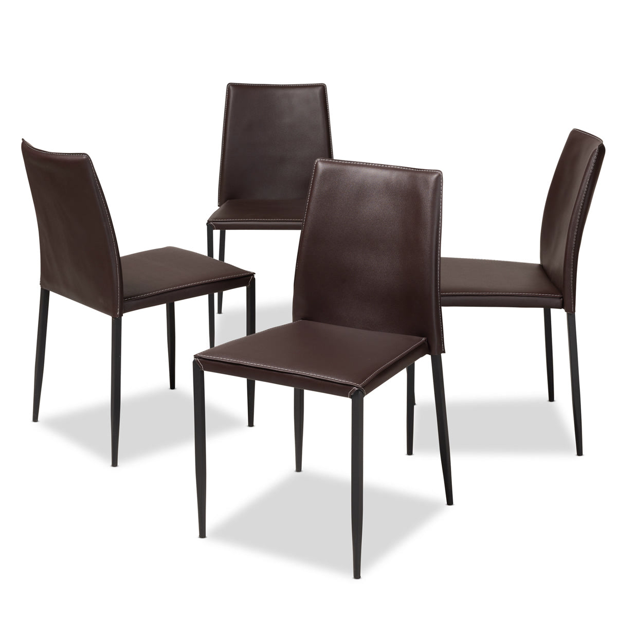 Baxton Studio Pascha Modern and Contemporary Brown Faux Leather Upholstered Dining Chair (Set of 4) Baxton Studio-dining chair-Minimal And Modern - 1