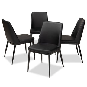 Baxton Studio Darcell Modern and Contemporary Black Faux Leather Upholstered Dining Chair (Set of 4) Baxton Studio-dining chair-Minimal And Modern - 1