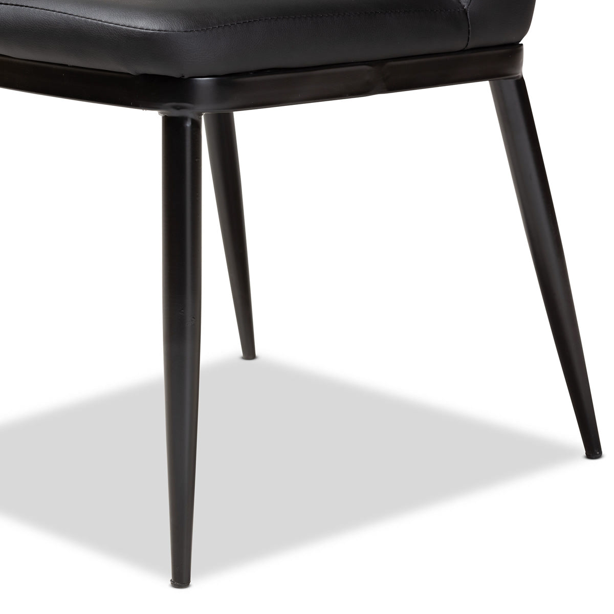Baxton Studio Darcell Modern and Contemporary Black Faux Leather Upholstered Dining Chair (Set of 4) Baxton Studio-dining chair-Minimal And Modern - 2