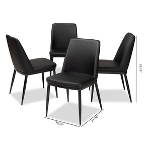 Baxton Studio Darcell Modern and Contemporary Black Faux Leather Upholstered Dining Chair (Set of 4) Baxton Studio-dining chair-Minimal And Modern - 5