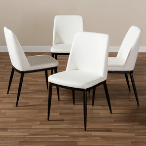 Baxton Studio Darcell Modern and Contemporary White Faux Leather Upholstered Dining Chair (Set of 4) Baxton Studio-dining chair-Minimal And Modern - 4