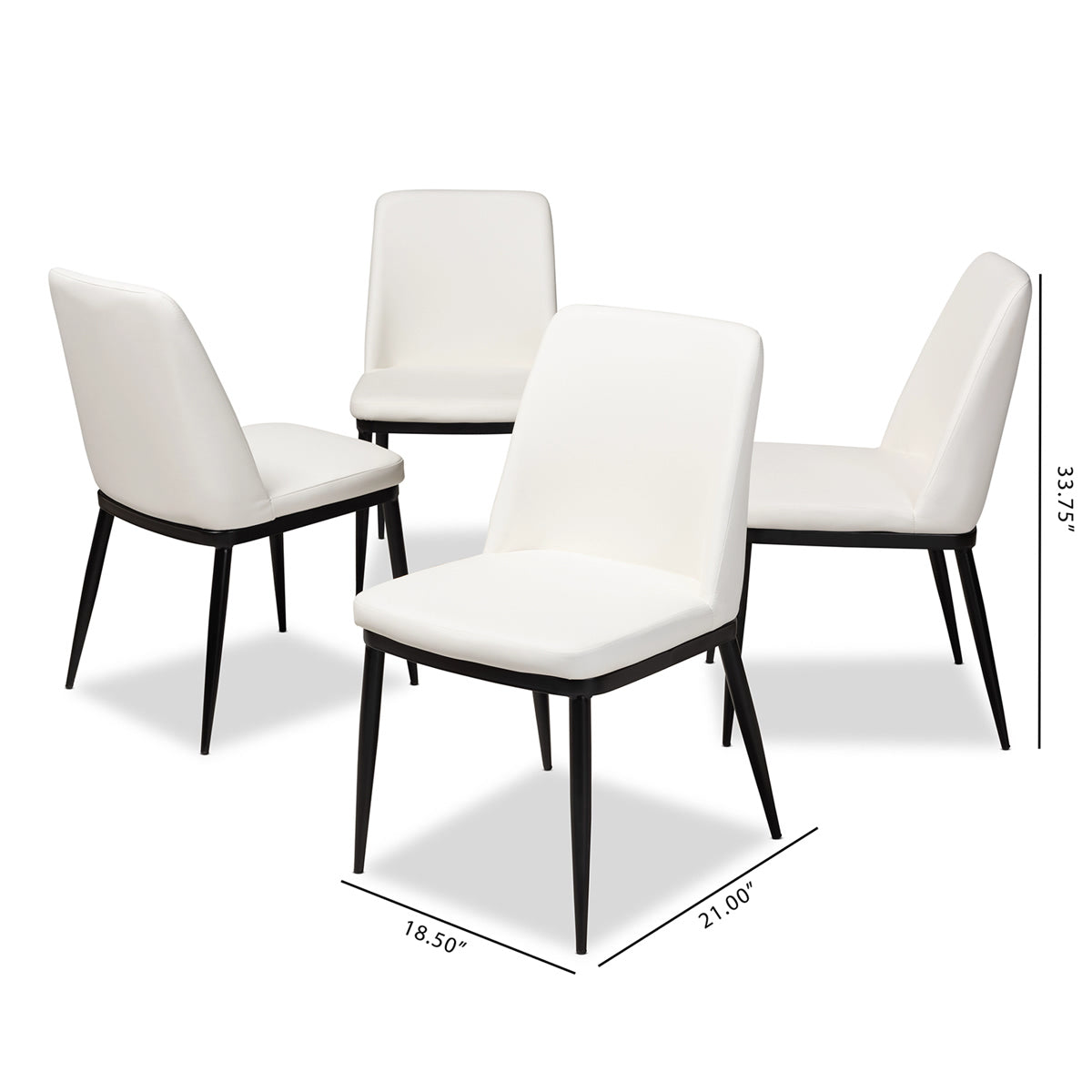 Baxton Studio Darcell Modern and Contemporary White Faux Leather Upholstered Dining Chair (Set of 4) Baxton Studio-dining chair-Minimal And Modern - 5