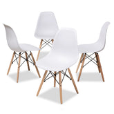 Baxton Studio Sydnea Mid-Century Modern White Acrylic Brown Wood Finished Dining Chair (Set of 4) Baxton Studio-dining chair-Minimal And Modern - 1