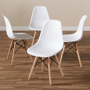 Baxton Studio Sydnea Mid-Century Modern White Acrylic Brown Wood Finished Dining Chair (Set of 4) Baxton Studio-dining chair-Minimal And Modern - 4