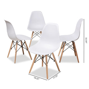 Baxton Studio Sydnea Mid-Century Modern White Acrylic Brown Wood Finished Dining Chair (Set of 4) Baxton Studio-dining chair-Minimal And Modern - 5