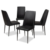 Baxton Studio Chandelle Modern and Contemporary Black Faux Leather Upholstered Dining Chair (Set of 4) Baxton Studio-dining chair-Minimal And Modern - 1