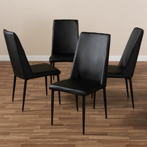 Baxton Studio Chandelle Modern and Contemporary Black Faux Leather Upholstered Dining Chair (Set of 4) Baxton Studio-dining chair-Minimal And Modern - 4