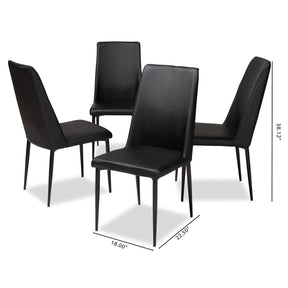 Baxton Studio Chandelle Modern and Contemporary Black Faux Leather Upholstered Dining Chair (Set of 4) Baxton Studio-dining chair-Minimal And Modern - 5