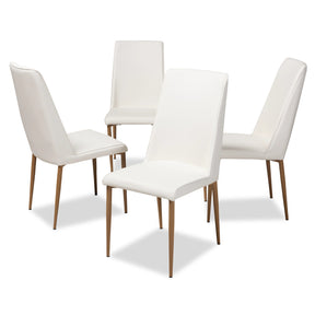 Baxton Studio Chandelle Modern and Contemporary White Faux Leather Upholstered Dining Chair (Set of 4) Baxton Studio-dining chair-Minimal And Modern - 1