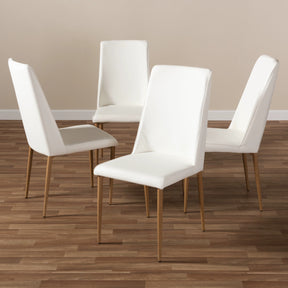 Baxton Studio Chandelle Modern and Contemporary White Faux Leather Upholstered Dining Chair (Set of 4) Baxton Studio-dining chair-Minimal And Modern - 4