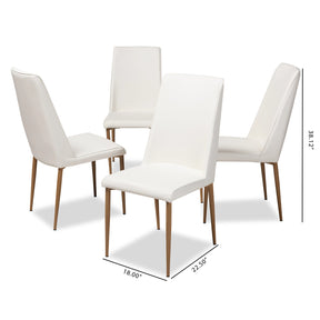 Baxton Studio Chandelle Modern and Contemporary White Faux Leather Upholstered Dining Chair (Set of 4) Baxton Studio-dining chair-Minimal And Modern - 5