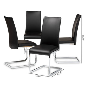 Baxton Studio Cyprien Modern and Contemporary Black Faux Leather Upholstered Dining Chair (Set of 4) Baxton Studio-dining chair-Minimal And Modern - 5