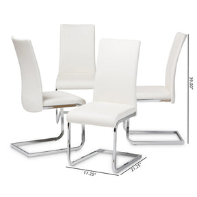 Baxton Studio Cyprien Modern and Contemporary White Faux Leather Upholstered Dining Chair (Set of 4) Baxton Studio-dining chair-Minimal And Modern - 5