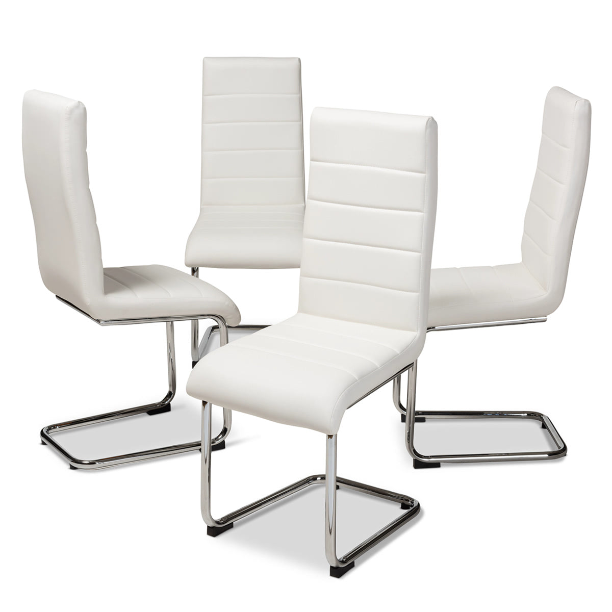 Baxton Studio Marlys Modern and Contemporary White Faux Leather Upholstered Dining Chair (Set of 4) Baxton Studio-dining chair-Minimal And Modern - 1