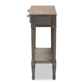 Baxton Studio Noelle French Provincial Gray Finished 1-Drawer Wood Console Table