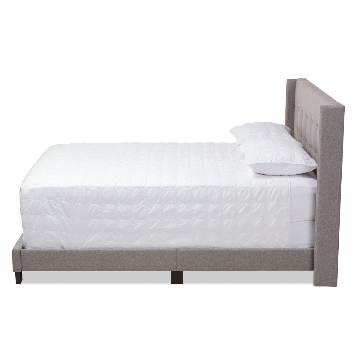 Baxton Studio Lisette Modern and Contemporary Grey Fabric Upholstered Queen Size Bed Baxton Studio-0-Minimal And Modern - 2