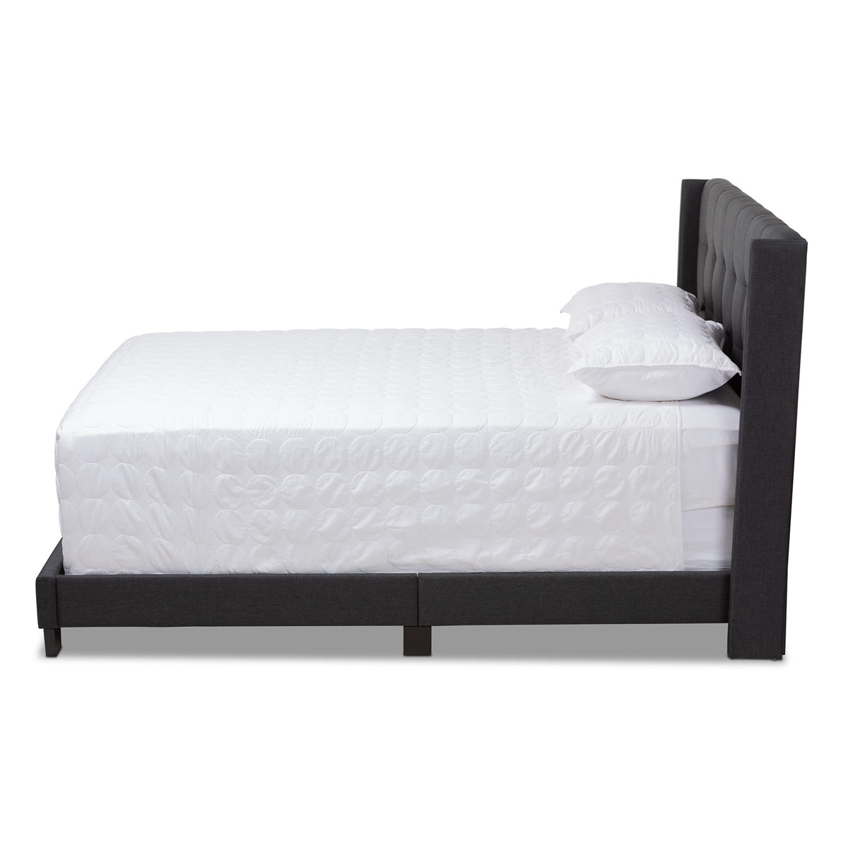 Baxton Studio Lisette Modern and Contemporary Charcoal Grey Fabric Upholstered King Size Bed Baxton Studio-0-Minimal And Modern - 3
