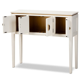Baxton Studio Aiko Classic and Traditional Japanese-Inspired Off-White Finished 4-Door Wood Console Table Baxton Studio-side tables-Minimal And Modern - 1