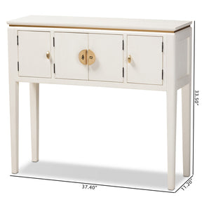 Baxton Studio Aiko Classic and Traditional Japanese-Inspired Off-White Finished 4-Door Wood Console Table