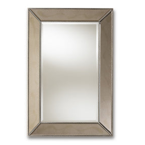 Baxton Studio Emelie Modern and Contemporary Antique Silver Finished Accent Wall Mirror Baxton Studio-mirrors-Minimal And Modern - 1