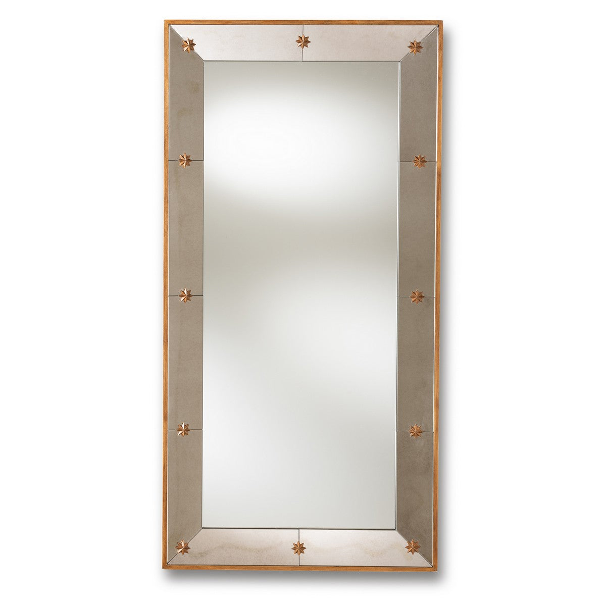 Baxton Studio Almira Modern and Contemporary Antique Gold Finished Rectangular Accent Wall Mirror Baxton Studio-mirrors-Minimal And Modern - 1