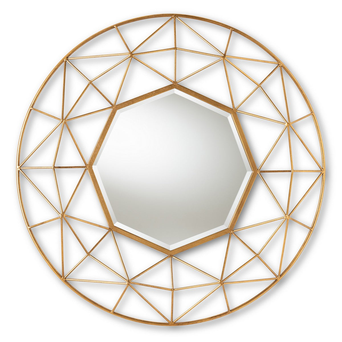 Baxton Studio Astra Modern and Contemporary Gold Finished Geometric Accent Wall Mirror Baxton Studio-mirrors-Minimal And Modern - 1