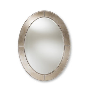 Baxton Studio Branca Modern and Contemporary Antique Silver Finished Oval Accent Wall Mirror Baxton Studio-mirrors-Minimal And Modern - 1
