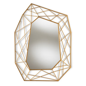 Baxton Studio Oriana Modern and Contemporary Antique Gold Finished Geometric Accent Wall Mirror Baxton Studio-mirrors-Minimal And Modern - 1