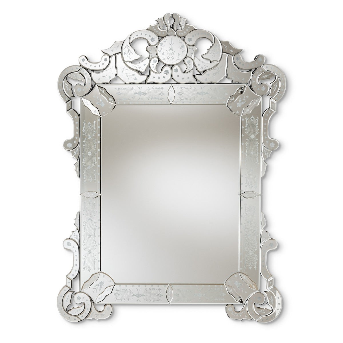 Baxton Studio Floriana Classic and Traditional Silver Finished Venetian Style Accent Wall Mirror Baxton Studio-mirrors-Minimal And Modern - 1