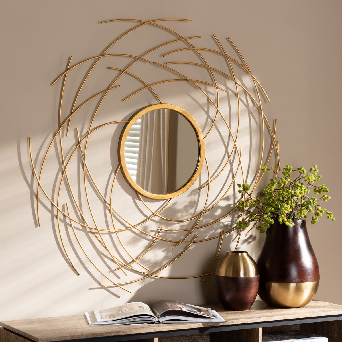 Baxton Studio Aelius Modern and Contemporary Gold Finished Accent Wall Mirror