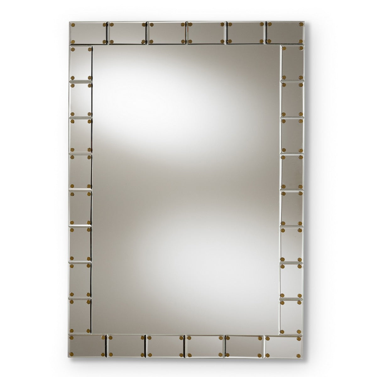 Baxton Studio Almeria Modern and Contemporary Silver Finished Rectangular Tile Accent Wall Mirror Baxton Studio-mirrors-Minimal And Modern - 1