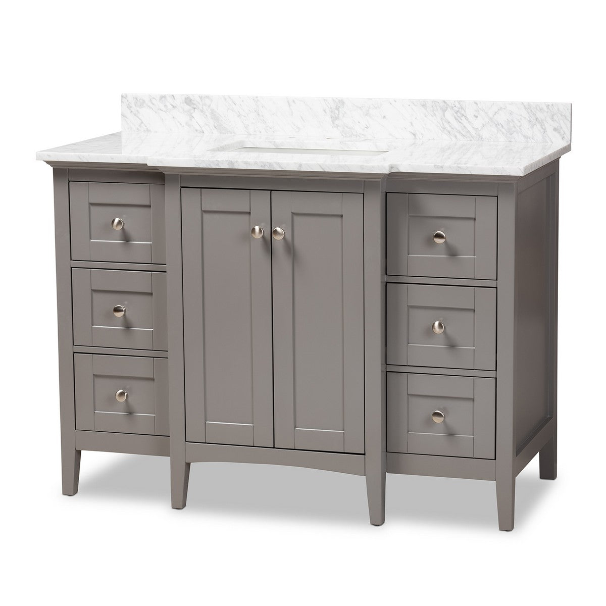 Baxton Studio Murray 48-Inch Transitional Grey Finished Wood and Marble Sink  Bathroom Vanity Baxton Studio-Bathroom Vanities-Minimal And Modern - 1