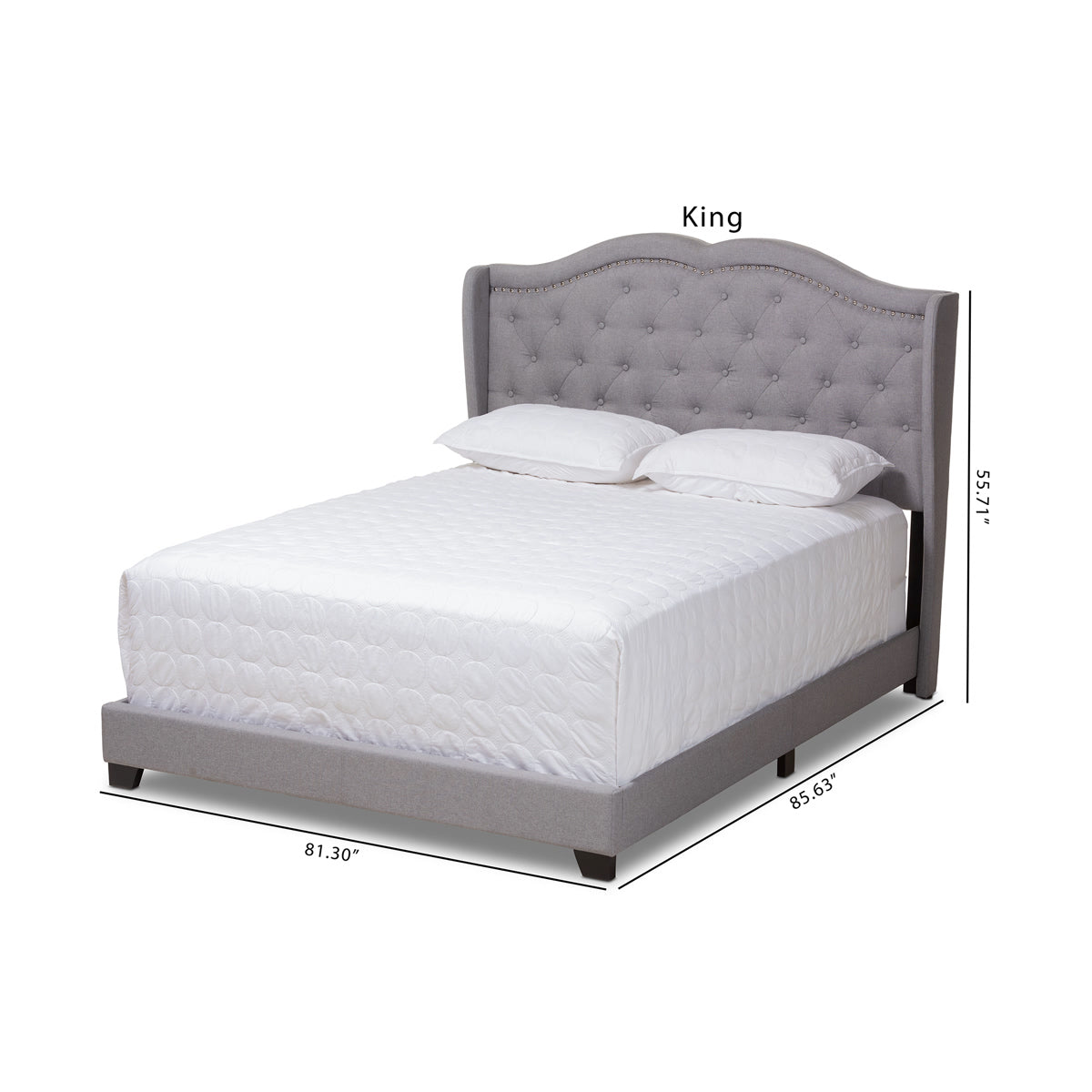 Baxton Studio Aden Modern and Contemporary Grey Fabric Upholstered King Size Bed Baxton Studio-0-Minimal And Modern - 2