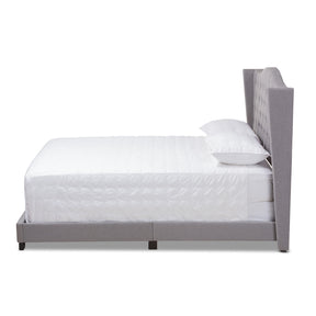 Baxton Studio Alesha Modern and Contemporary Grey Fabric Upholstered King Size Bed Baxton Studio-0-Minimal And Modern - 3