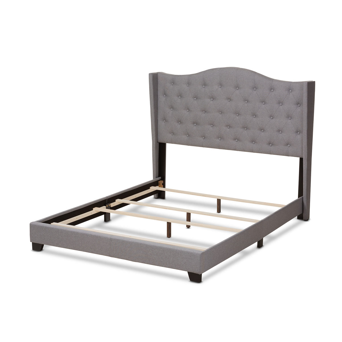 Baxton Studio Alesha Modern and Contemporary Grey Fabric Upholstered King Size Bed Baxton Studio-0-Minimal And Modern - 4