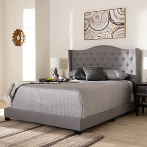 Baxton Studio Alesha Modern and Contemporary Grey Fabric Upholstered King Size Bed Baxton Studio-0-Minimal And Modern - 7