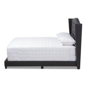 Baxton Studio Alesha Modern and Contemporary Charcoal Grey Fabric Upholstered King Size Bed Baxton Studio-0-Minimal And Modern - 3